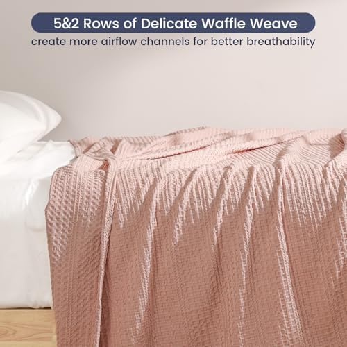 PHF Lightweight Waffle Weave Throw Blanket 50"x 60", Soft Woven Summer Blanket for Hot Sleepers - Aesthetic Home Decor for Couch Bed Sofa, Pet Friendly, Rose Pink - Image 5