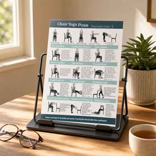 Chair Yoga Exercise Posters 4 Pack Seated Workout Charts for Seniors Beginners 8x10 Inch Fitness Guides for Flexibility Strength Physical Therapy Home Use (Green) - Image 6