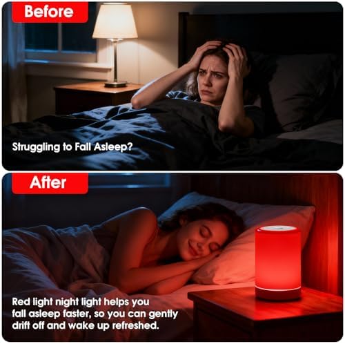 Red Light Therapy Sleep, Red Night Lights With 670nm Wavelength, Touch Control with 3 Distinct Color Modes, For Support Deep Relaxation and Improve Sleeping for Adult & Kid Bedroom, Gift - Image 4
