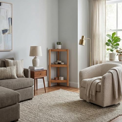 Asta Select Solid Teak Free Standing Corner Shelf, 3-Tier Bathroom Corner Stand, Corner Rack for Bathroom, Kitchen, Living Room, Bedroom, Fully Assembled, ST-80 - Image 4