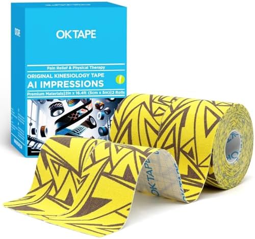 OK TAPE Kinesiology Tape Hypoallergenic Uncut 2 Rolls, 2inx16.4ft by OKTAPE