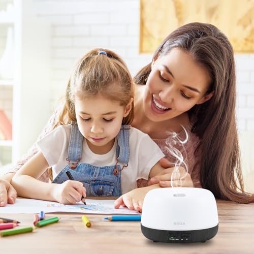 SEEDSEEL 300ML Essential Oil Diffuser with Remote Control, Aromatherapy Diffuser with 7-Color Changing LED Light for Small Rooms, Bedroom, and Home - Image 3