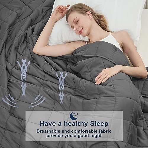 BETU Weighted Blanket for Adults (Cal King) - Cooling and Breathable Heavy 220-280lbs with Premium Glass Beads Soft Thick All-Season Sleeping Comfort Grey, 88''x104''-25lbs - Image 4
