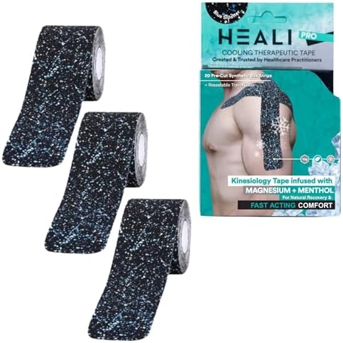 Heali Kinesiology Tape 3 Pack, Elastic Sports Tape, Shoulder, Knee, Elbow, Ankle, Waterproof, Latex Free, Magnesium & Menthol Infused, Mobility, Comfort, 20 pcs/Roll, K Tape, Splatter by HEALIMEDICAL