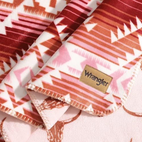 Wrangler - King Size Blanket, Super Soft & Reversible Plush Fleece Bedding, Throw Blanket for Couch or Bed (Jericho Pink) - Image 4