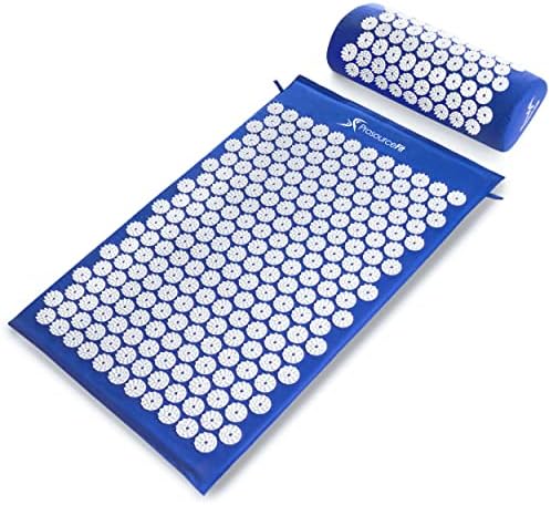 ProsourceFit Acupressure Mat and Pillow Set for Back/Neck Pain Relief and Muscle Relaxation, Blue by PROSOURCE