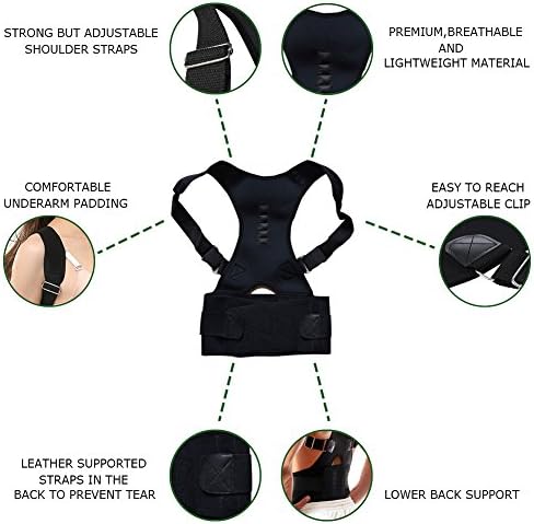 MOHUACHI Thoracic Back Brace Posture Corrector- Magnetic Lumbar Back Support Belt-Back Pain Relief, Improve Thoracic Kyphosis, for Lower and Upper Back Pain Men & Women (Black, Medium) - Image 3