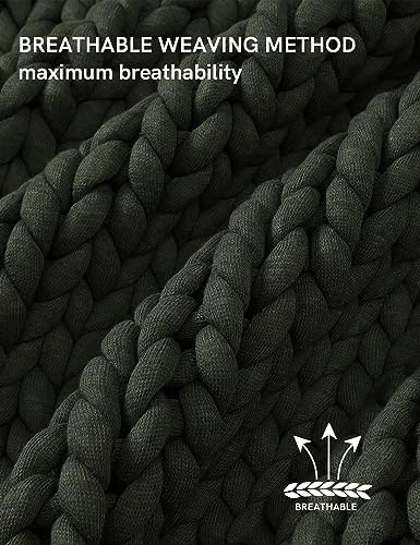 YnM Chunky Throw Blanket, Medium-Weight, Hand Knitted, Skin Friendly, Ventilated and Breathable, Machine Washable, Home Décor Piece for Couch, Sofa and Bed (Olive, 50x70 Inch) - Image 5