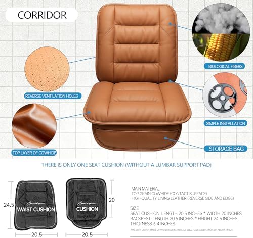 CORRIDOR Genuine Leather Seat Cushion for Car - Handmade - Relieve Hip, Pressure and Sciatica Pain - Ideal for Lower Back Pain - for Office Chair and Car Seat (Red Flag Brown, Cushion) - Image 5