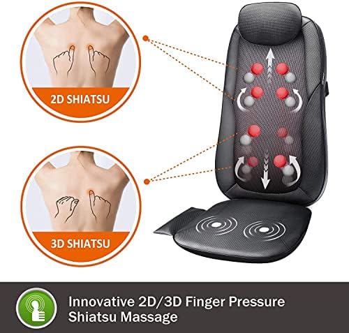 Snailax Back Massager with Heat, Shiatsu Massage Chair Pad for Back Pain, Rolling Kneading Massage Seat Cushion, Gifts for Women/Men, Stress Relax at Home Office - Image 2