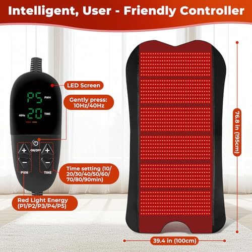 Red Light Therapy for Body, Eligible Red Light Therapy Pad, Dual Chip Grade (660nm & 850nm) Light Therapy Mat with Timer Remote Control, 76.8''x39.4'' - Image 4
