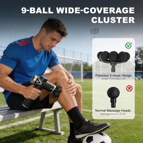 LEERCON Massage Gun Deep Tissue Back Massager for Pain Relief with 9 Heads - Image 2