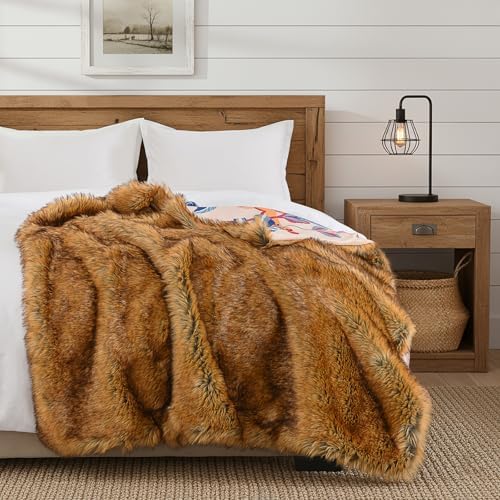 HORIMOTE HOME Reversible Faux Fur Throw Blanket, with Cheetah and Tropical Plants Printed Pattern, Decorative Fluffy Throw Blanket for Couch Bed Sofa, Birthday Gifts for Women, 50'' x 60'' - Image 3