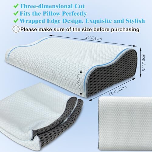 Cervical Pillow Case for Neck Pillows (White+Gray) - Image 2