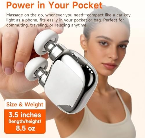 Dual-Head Mini Massage Gun, High-Power Portable Handheld Massager with 6 Massage Heads, Compact Quiet Design for Full-Body Use, Suitable for Travel & Office Use, Gift for Men & Women, - Image 2