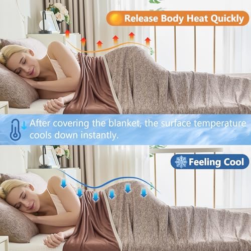 CHOSHOME Cooling Blanket for Hot Sleepers - Summer Blanket Thin Soft Lightweight Breathable Double Side Enhanced Cooling for Hot Flashes, Night Sweats, Bed, Couch (Brown, 50 x 70 inches) - Image 3