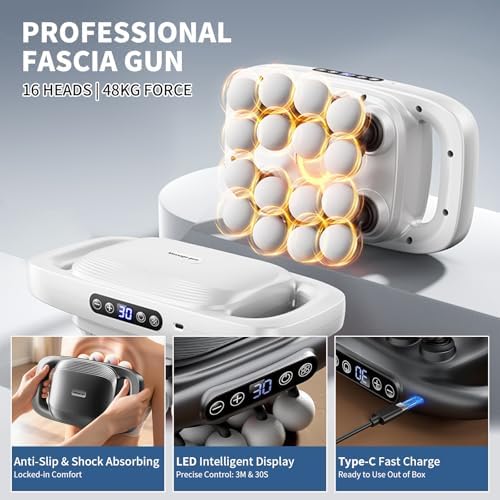 16 Head Massage Gun Deep Tissue, Gift for Husband 2026 Upgrade 48KG Force, 3 Modes & 30 Intensities, Quiet Portable with Dual Safety Protection for Neck Back Legs Waist Pain Relief - Image 2