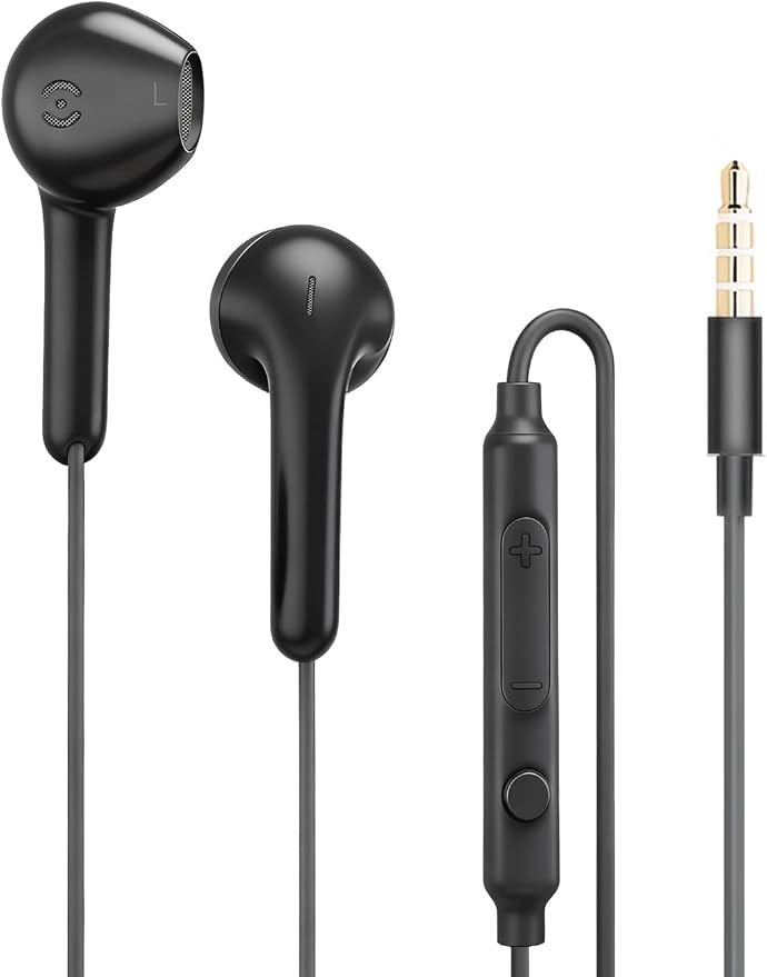 MAS CARNEY Wired Earbuds for Back to School, PC, Work & Study, Zero-Latency | Wired Headphones with 3.5mm Plug, Inline Remote & Volume for iPhone, Laptop, Plane, Travel, Music, iPod, Gaming, Phone Calls by MASCARNEY
