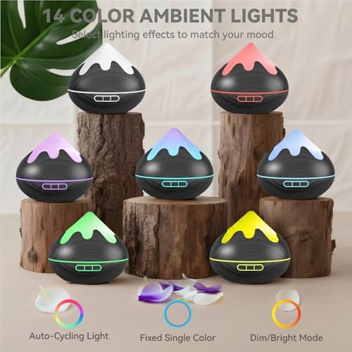 500ML Essential Oil Diffuser, Aromatherapy Diffuser with Remote Control, Multifunctional Air Diffusers for Home Office Room, Fragrance Aroma Diffuser with 7 Color LED & 2 Mist Mode, Black - Image 2