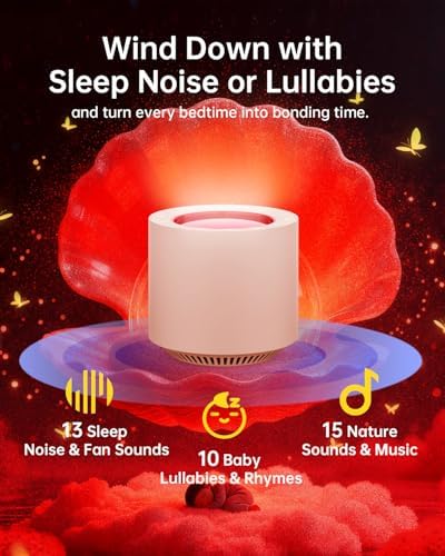 Dimmable Nursery Night Light: Red Light Therapy Sleep Sound Machine with 38 Soothing Sounds & Calming Womb Soother Memory Function, White Noise Sound Machine with Timer for Baby Adult Gift (Peach) - Image 5