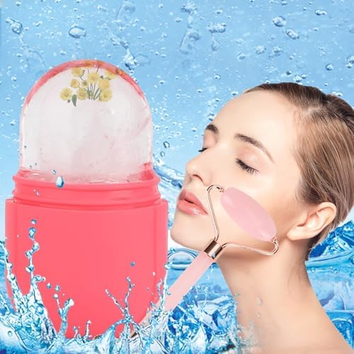 Facial Skincare Ice Roller Mold-Ice Roller for Face and Eye，Beauty Cube Brighten Skin &Enhance Natural Glow &Remove Fine Lines，Facial Beauty Ice Roller Skin Care Tools (Oval, pink set) - Image 5