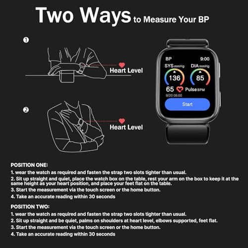 Smart Watch Blood Pressure, 1.95" Smart Watch BP Monitor with Air Pump Cuff, Blood Pressure Watch with Sleep Heart Rate Monitor, Pedometer, Watch Supports Data Sharing, Reminder Monitoring - Image 3