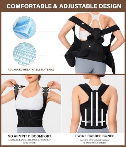 URSEXYLY Back Brace Posture Corrector for Women and Men, Breathable Shoulder Brace, Upper and Lower Back Pain Relief, Adjustable Full Back Support(Small,Black) - Image 4