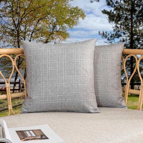 Kevin Textile Outdoor Waterproof 20”x20” Pillow Covers 2 Pack, Grey by KevinTextile
