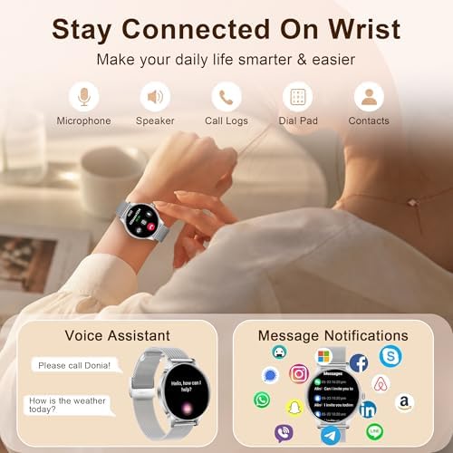 Smart Watches for Women (iPhone/Android), 3 Bands, 1.27" HD Round - Image 2