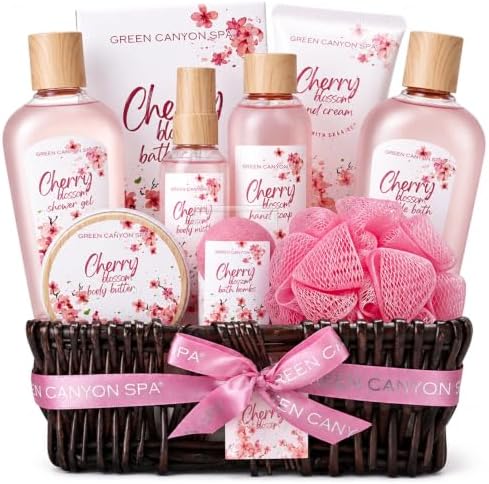 Green Canyon Spa Birthday Gifts for Women Gift Baskets Cherry Blossom 10pcs by GreenCanyonSpa