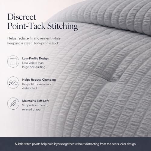 CozyLux King Size Comforter Set, 7 Pieces Grey Seersucker Bed in a Bag - Image 4