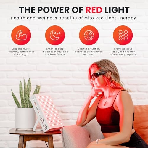 Mito Red Light – MitoMIN 2.0 Red Light Panel – Red Light Therapy for Face and Neck – Red Light & Near Infrared Red Light Therapy – At-Home Red Light Therapy for Body - Image 3