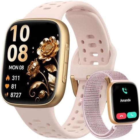 Smart Watches for Women Android iPhone, [1.85" AMOLED Screen] Smartwatch Fitness Tracker 3ATM Waterproof with Bluetooth Calls, AI Control, Heart Rate/SpO2/Sleep Monitor, 7 Days Battery by Fitpolo