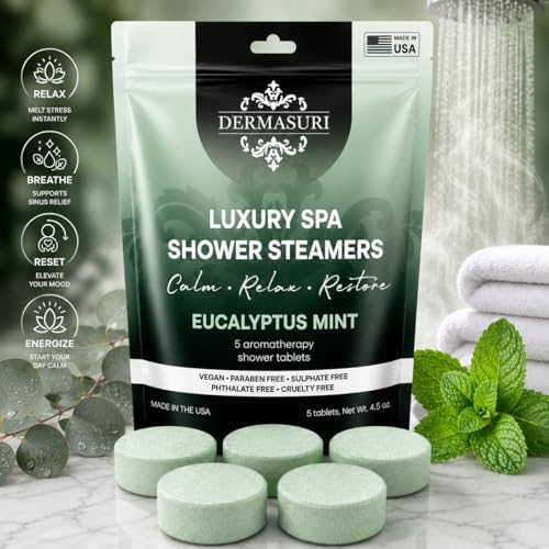 Dermasuri Shower Steamers Aromatherapy, Eucalyptus Mint Shower Tablets - Image 2