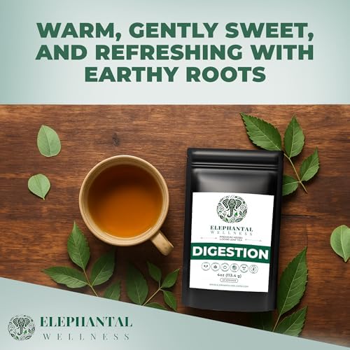 Elephantal Wellness Digestion Herbal Tea – Supports Healthy Digestion & Gut Comfort | Burdock Root, Ginger, Fennel, Peppermint, Turmeric & Chamomile | Caffeine-Free Loose Leaf Tea – 4oz, 40 Servings - Image 4