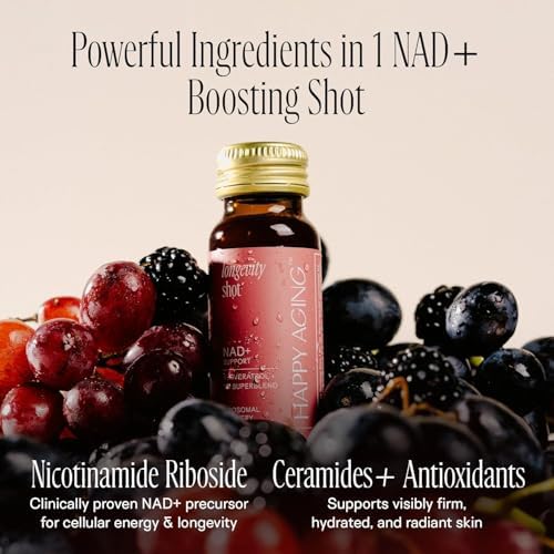 Happy Aging Liquid NAD+ Supplement for Women | Liposomal Nicotinamide Riboside & Resveratrol Shots for Energy, Skin Health & Brain Fog | NMN Alternative with Antioxidants | 10 Shots, 30-Day Supply - Image 3