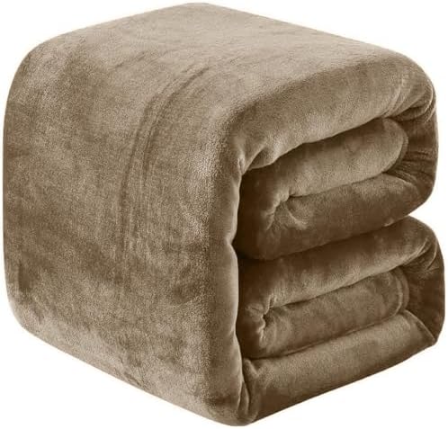Fleece Blankets for All Season - Premium Lightweight Anti-Static Throw for Twin/Twin XL Size Bed Extra Long Soft Brush Fabric Warm Sofa Thermal Blanket 66" x 90"(Taupe) by RICHAVE