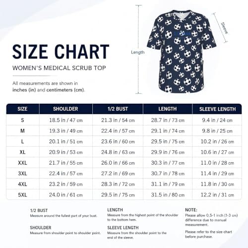 Men's Scrub Top,V-Neck Spill Wrinkle Resistant,3 Pockets-Soccer Ball (2) - Image 5