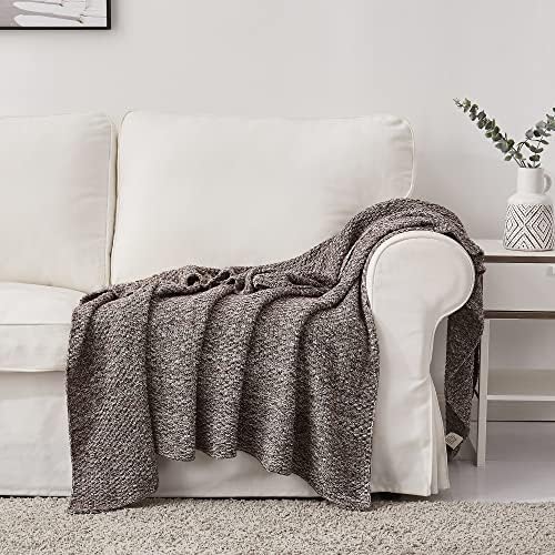 Longhui bedding 100% Cotton Knitted Throw Blanket – Coffee, Soft & Cozy, Machine Washable, 51"x63" – Perfect for Living Room, Couch, Sofa, Bed or Travel - Image 5