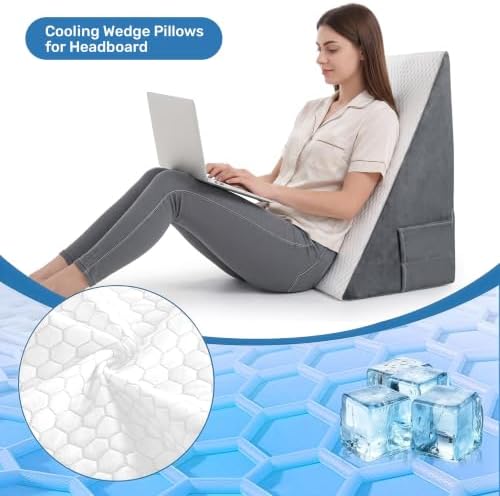 puredown® 12" Bed Wedge Pillow, Cooling Wedge Pillows for Headboard, Pillow Wedge for Nighttime Acid Reflux, Lumbar & Back Support, Leg Elevation Therapy, Snore Reduction Aid.White - Image 3