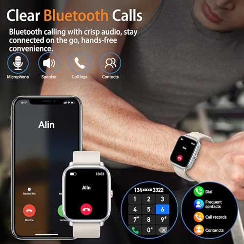 Smart Watch Fitness Tracker for Men Women, Answer/Make Call, 1000 mAh Battery, 120+ Sport Modes, Step Counter, Sleep Monitor Fitness Watch, Smartwatch for Android iPhone iOS (Starlight) - Image 3