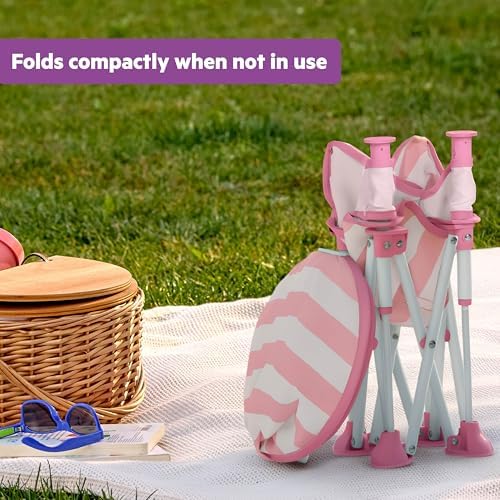 Bright Starts Pop 'N Sit Cabana Baby Beach Portable Booster Chair with UPF Canopy, Floor Seat for Indoor/Outdoor Use, Compact Fold, Pink, 6 Months–3 Years - Image 5