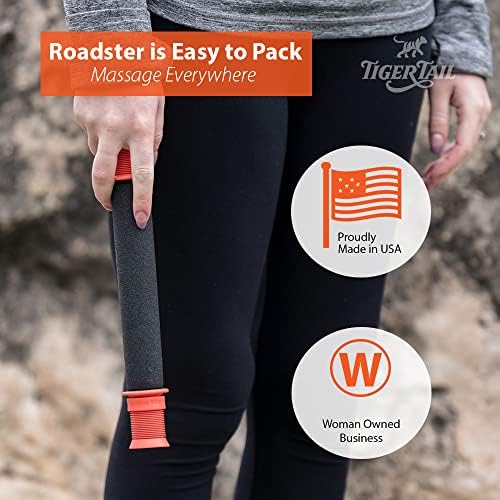 Tiger Tail 11in Massage Stick Portable Roller, Handheld, Deep Tissue Foam Roller for Legs, Neck, Calves, Thighs, Shins & Back, The Roadster 11, Made in USA, Orange Black - Image 3