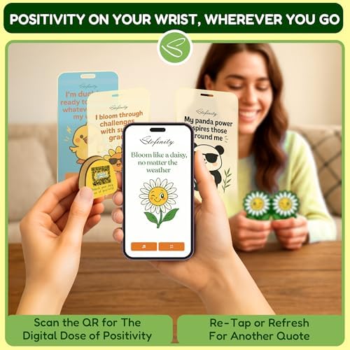 STOFINITY Positive Daisy Jar, 60 Affirmation Cards and Wood Stand - Image 5