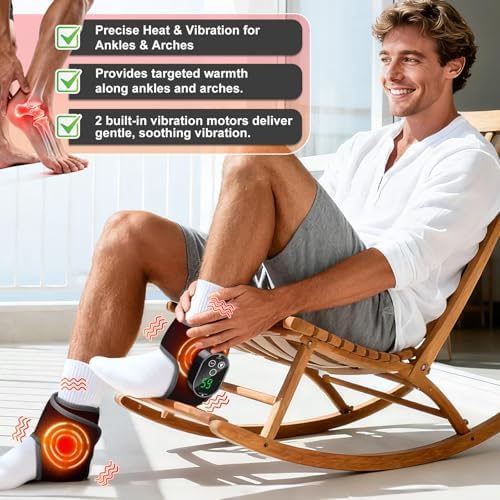 2-Pack Cordless Foot Massager for Neuropathy, Ankle Massager for Pain Relief, Feet Massager, HSA Eligible FSA, Ankle Heating Pad with Massage, 4 Heat Levels, 3 Massage, Black - Image 3