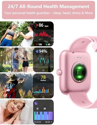 KALINCO Smart Watch Women Men, 1.83" Alexa Fitness Tracker, Heart Rate, Sleep, Stress Monitor, IP68 Waterproof Swimming Smartwatch, Make/Answer Calls, Compatible with iOS & Android - Image 4