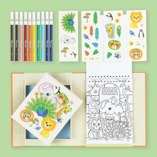 Tiger Tribe Zoo Coloring Set for Kids - Includes Stickers & Markers, Travel-Friendly Storage, Perfect Arts & Crafts Gift - Image 4