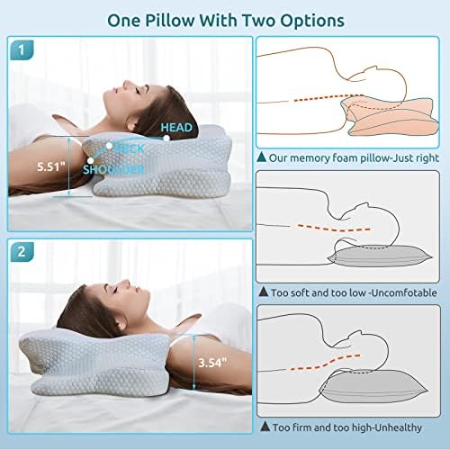 DONAMA Cervical Pillow for Neck and Shoulder,Contour Memory Foam Pillow,Ergonomic Neck Support Pillow for Side Back Stomach Sleepers with Pillowcase - Image 2
