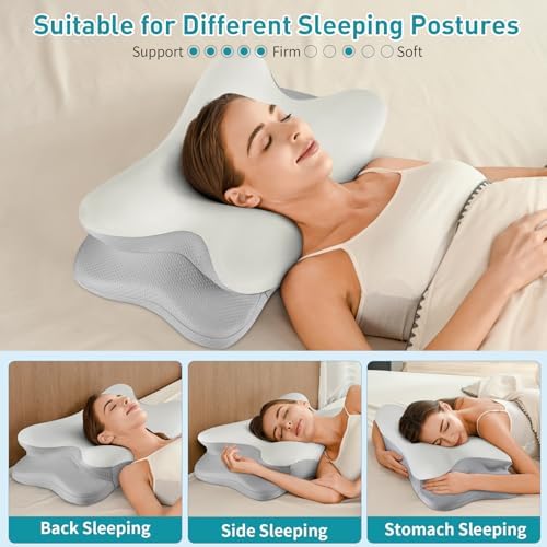 Cervical Neck Pillow for Pain Relief - Ergonomic Side Sleeper Pillow (Gray) - Image 7