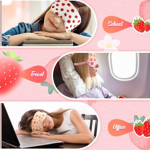 Cuffbow 6 Pack Fuzzy Sleep Masks Plush Eye Mask,Strawberry,Pink - Image 5